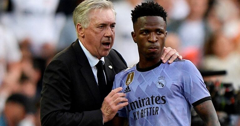 Carlo Ancelotti defendió a Vinicius: «Es difícil aguantar todo lo que pasa»