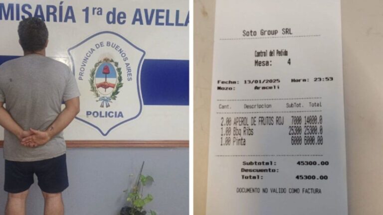 Avellaneda: comió, bebió y se fue corriendo para no pagar, pero lo detuvieron y se volvió viral