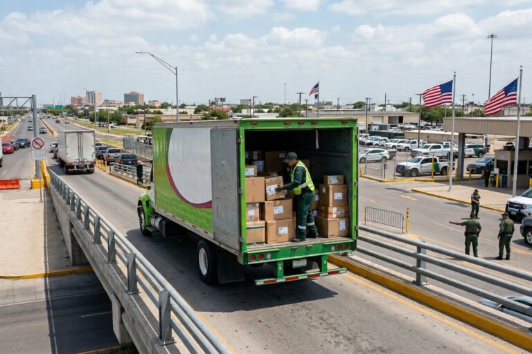 Paquete siendo preparado para envío internacional desde México hacia Estados Unidos